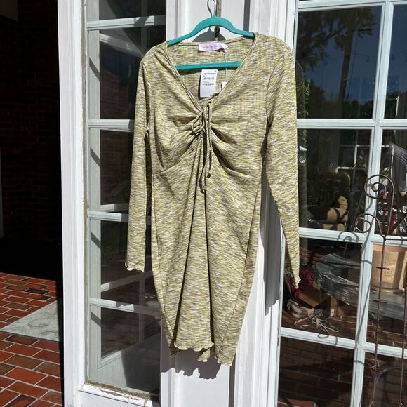 Lisa Says Gah Lotta Ribbed Space Dye Honeydew Dress NWT - Picture 4 of 10